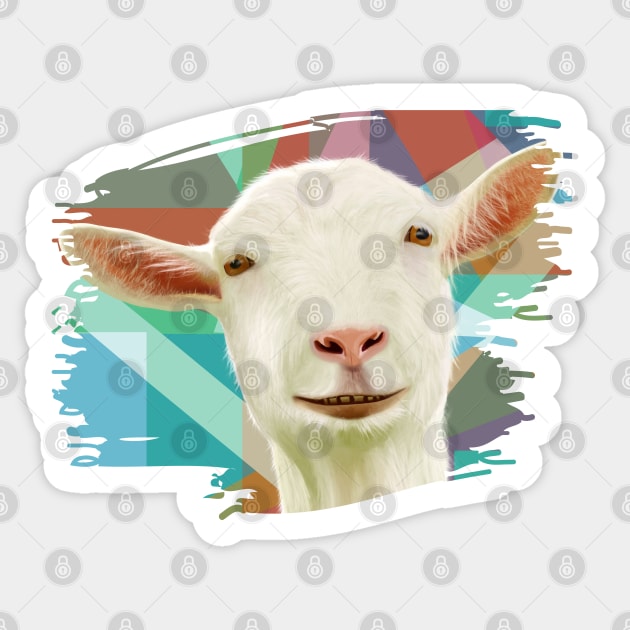 Friendly White Goat Geometric Background Sticker by Suneldesigns